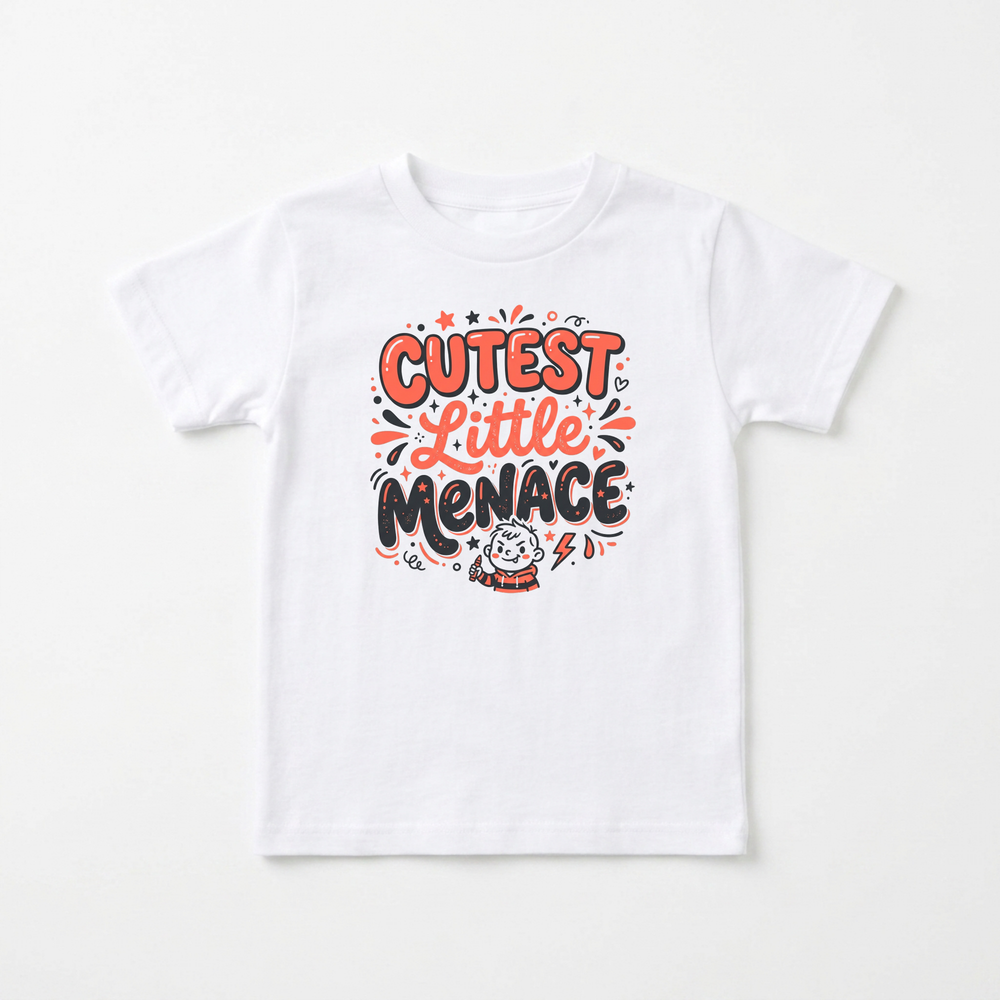 Cutest Little Menace Toddler Tee in White — Okum Tees