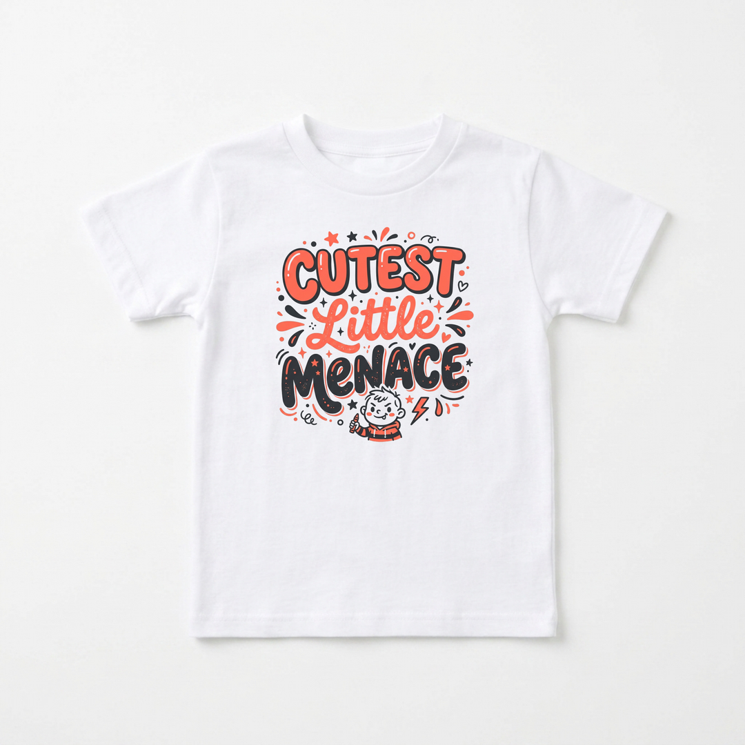 Cutest Little Menace Toddler Tee in White — Okum Tees