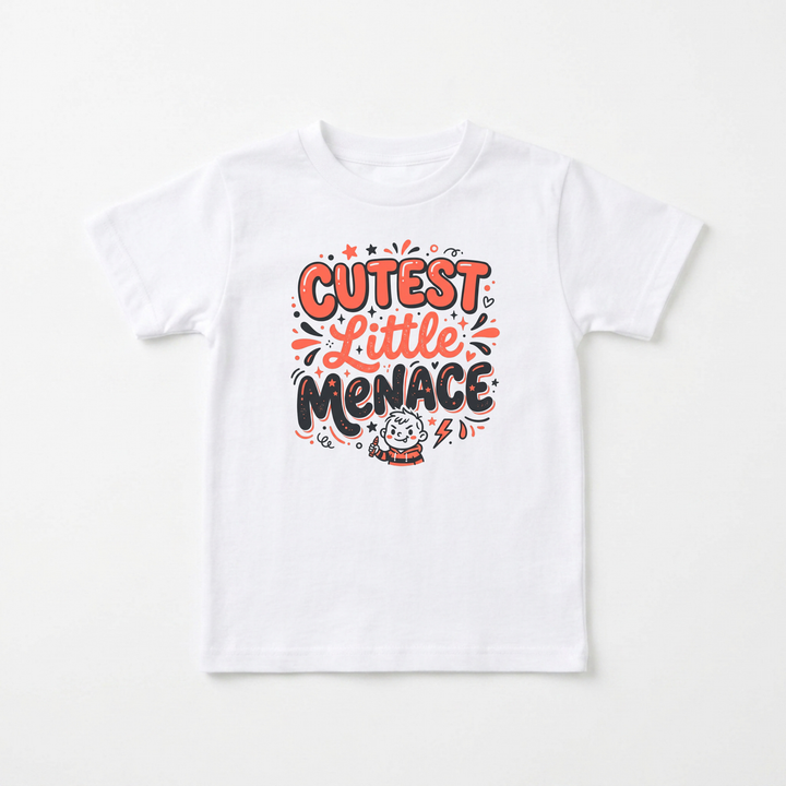 Cutest Little Menace Toddler Tee in White — Okum Tees
