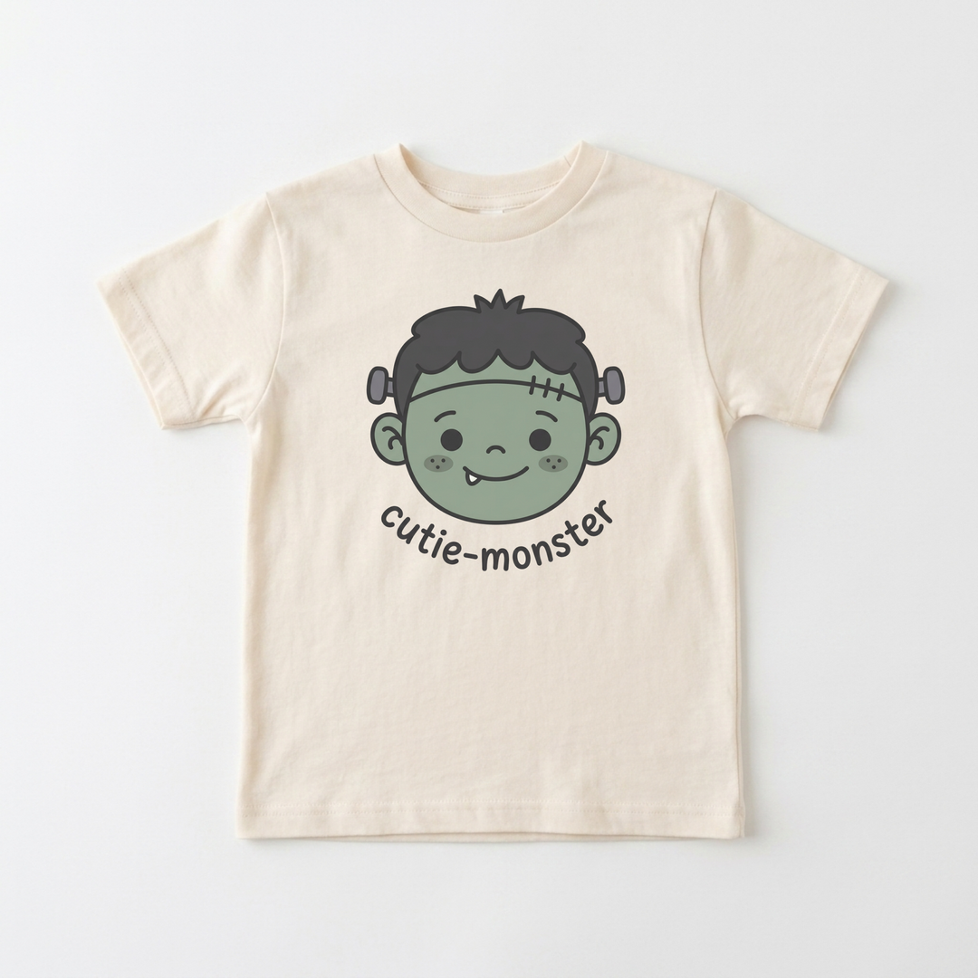 Cutie Frankenstein Toddler Tee in Natural — Okum Tees