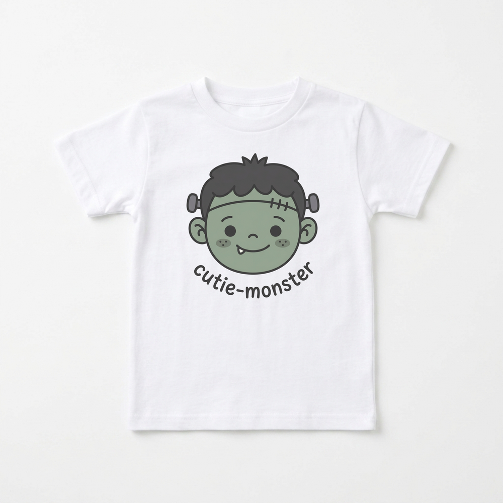 Cutie Frankenstein Toddler Tee in White — Okum Tees