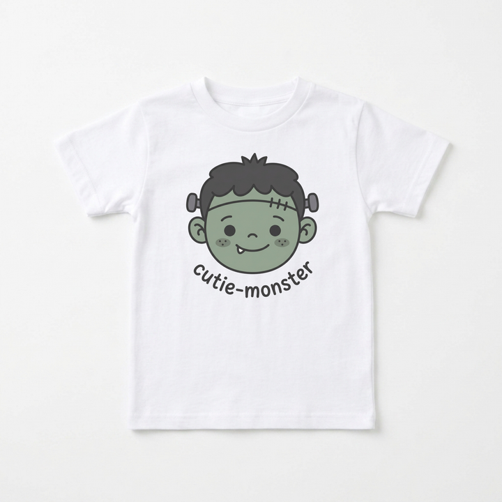 Cutie Frankenstein Toddler Tee in White — Okum Tees