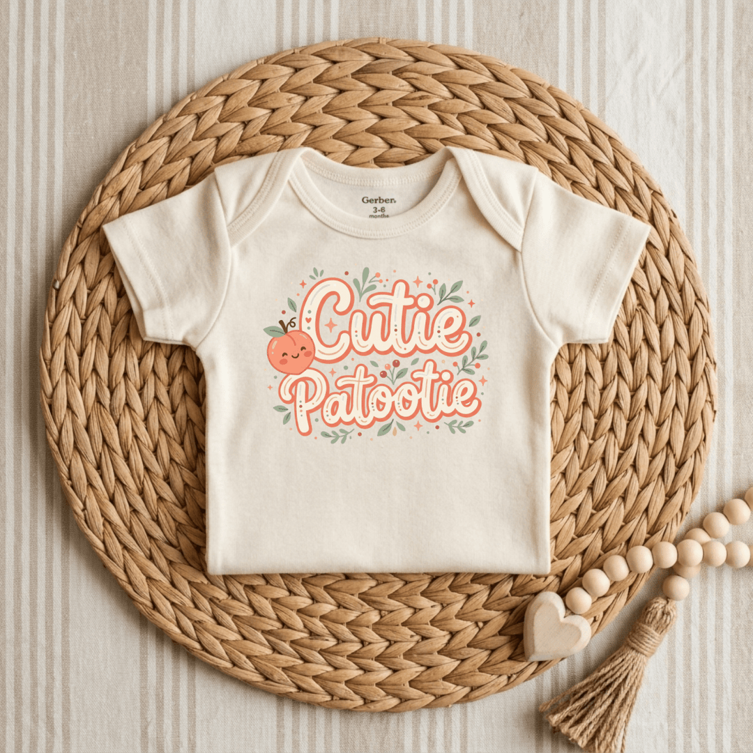 Cutie Patootie Peach Baby Onesie® | Cute Baby Gift - Okum Tees