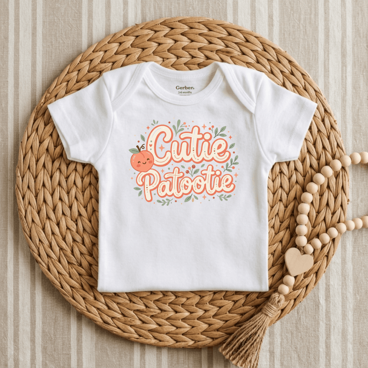 Cutie Patootie Peach Baby Onesie® | Cute Baby Gift - Okum Tees