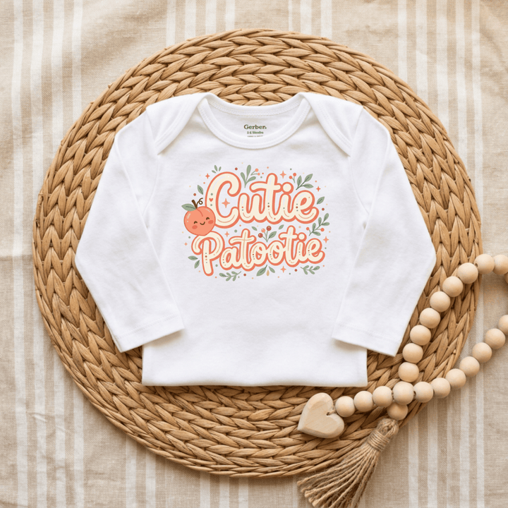 Cutie Patootie Peach Baby Onesie® | Cute Baby Gift - Okum Tees
