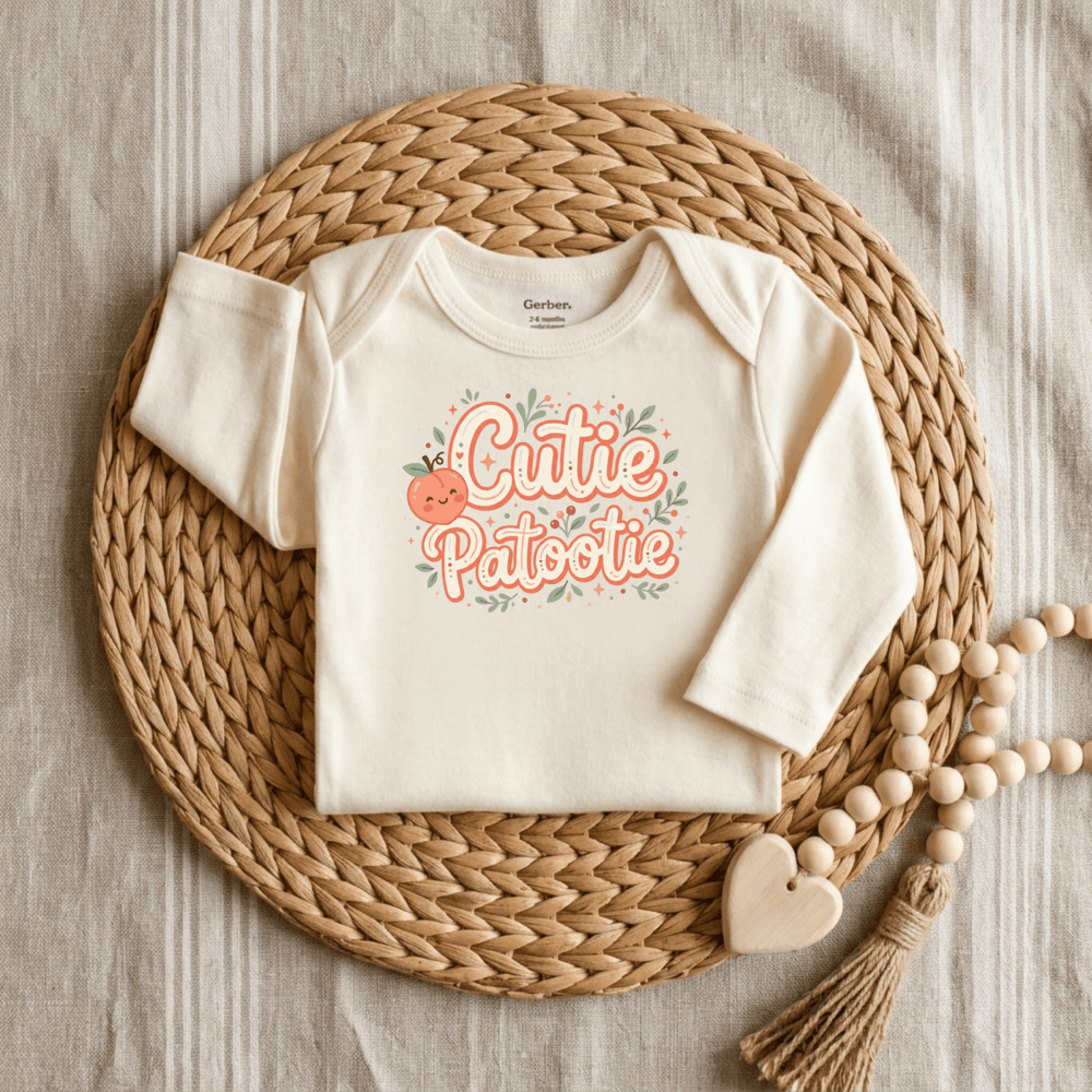 Cutie Patootie Peach Baby Onesie® | Cute Baby Gift - Okum Tees