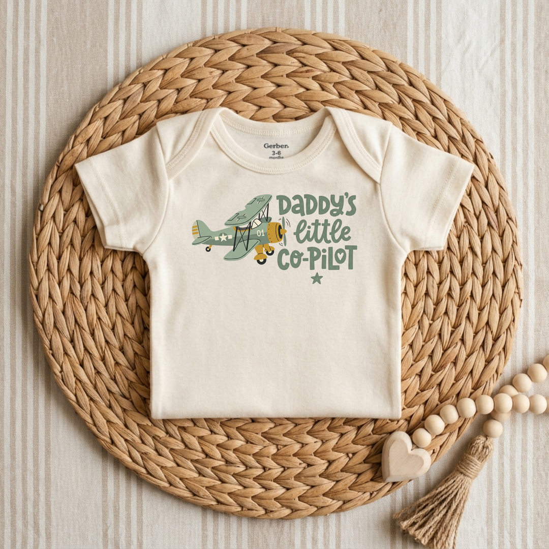 Daddy's Little Co-Pilot Baby Onesie® in Natural — Okum Tees