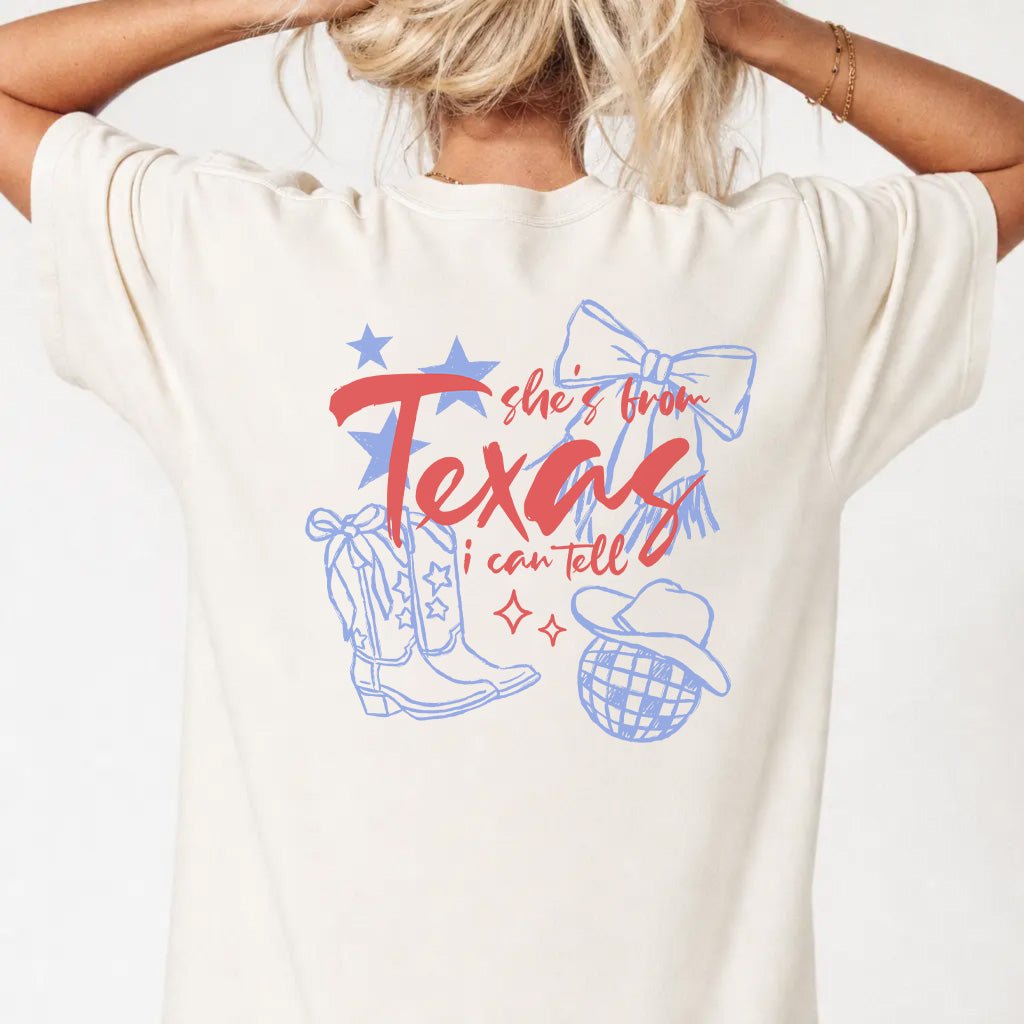 Ivory Disco Cowgirl Texas Women's Graphic Tee - Okum Tees