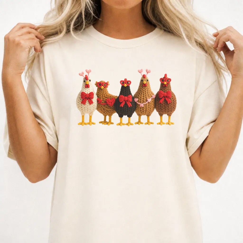 Faux Crochet Chickens Valentine Shirt - Okum Tees