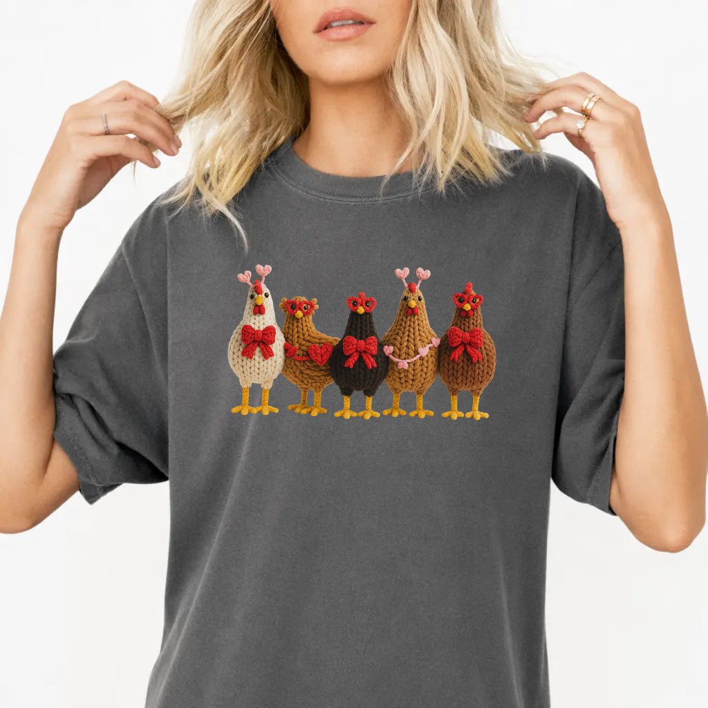 Faux Crochet Chickens Valentine Shirt - Okum Tees