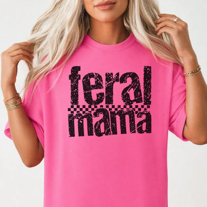 Feral Mama Vintage Checkered Shirt - Okum Tees