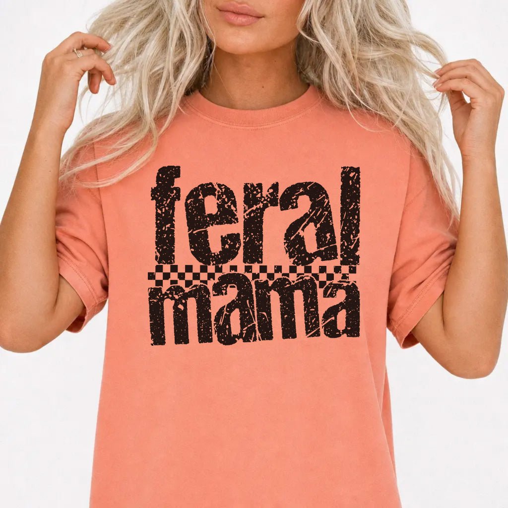 Feral Mama Vintage Checkered Shirt - Okum Tees