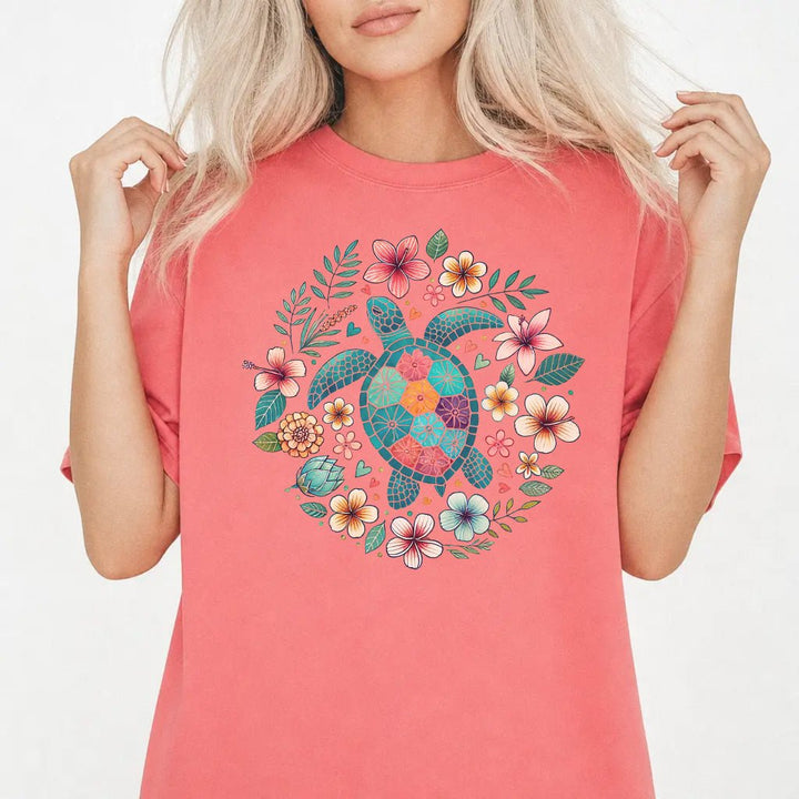 Floral Sea Turtle Coastal Women&