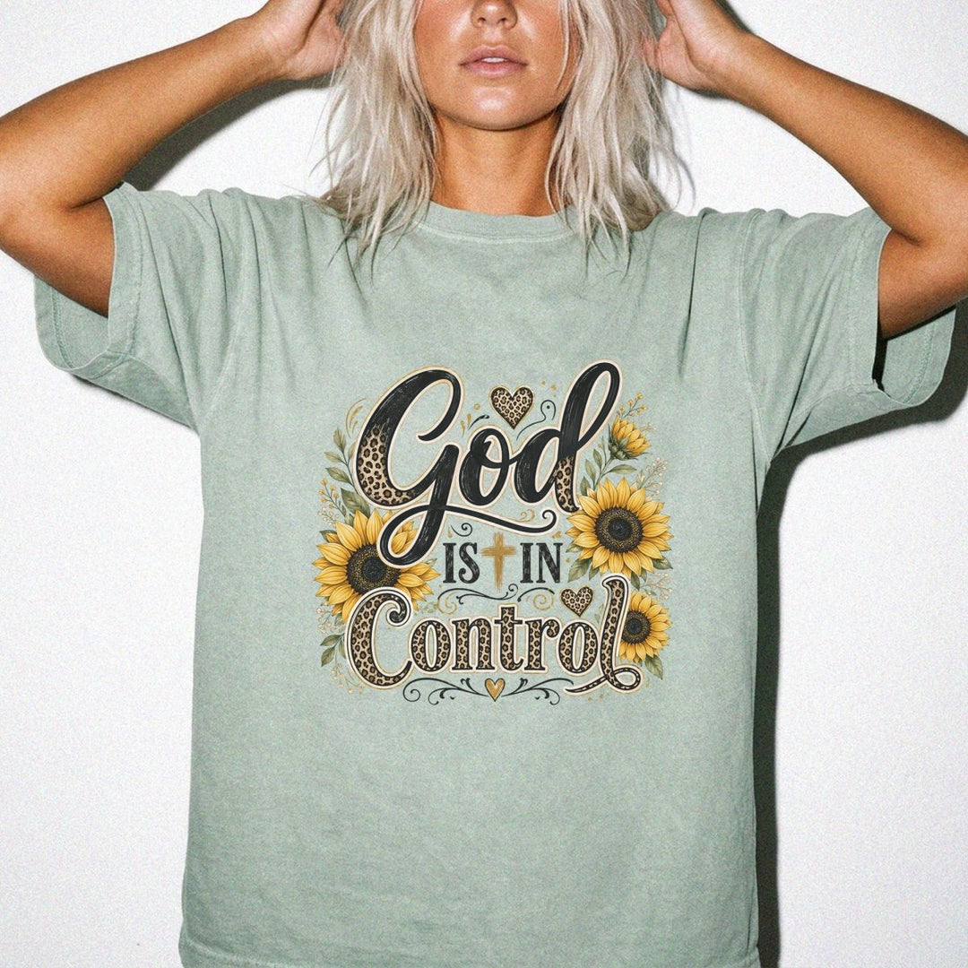 God is in Control Sunflower Shirt - Okum Tees