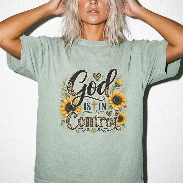 God is in Control Sunflower Shirt - Okum Tees