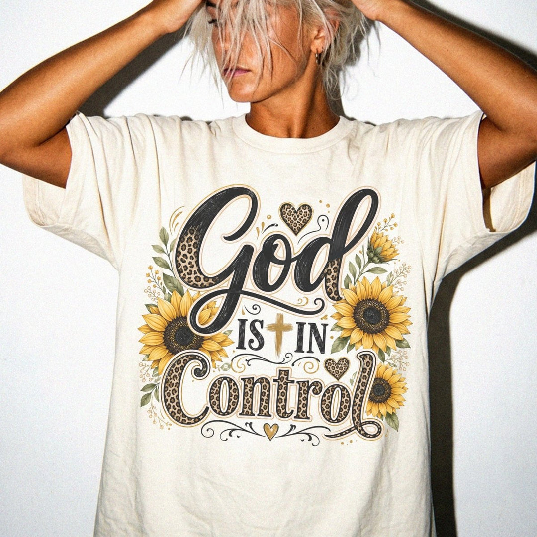 God is in Control Sunflower Shirt - Okum Tees