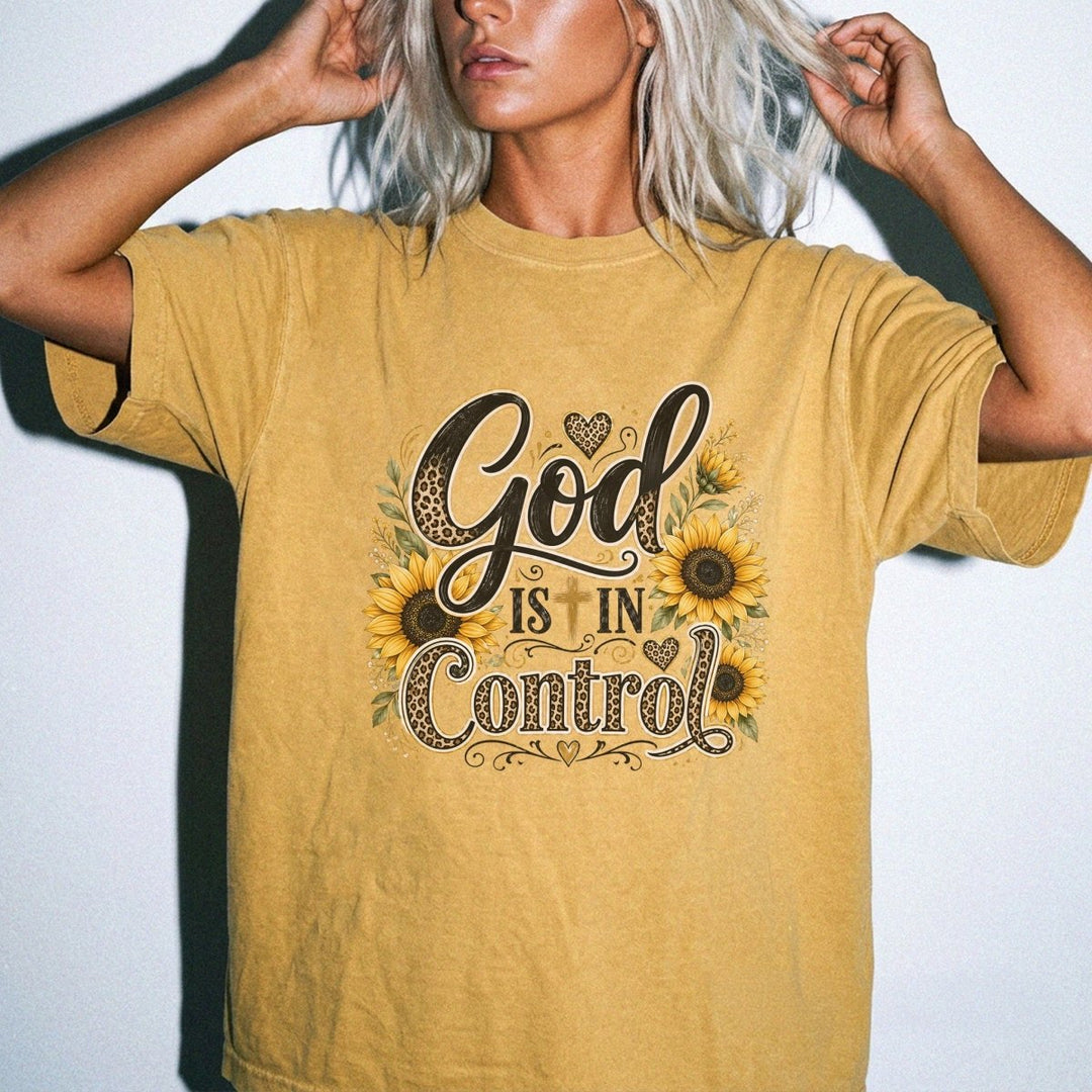 God is in Control Sunflower Shirt - Okum Tees