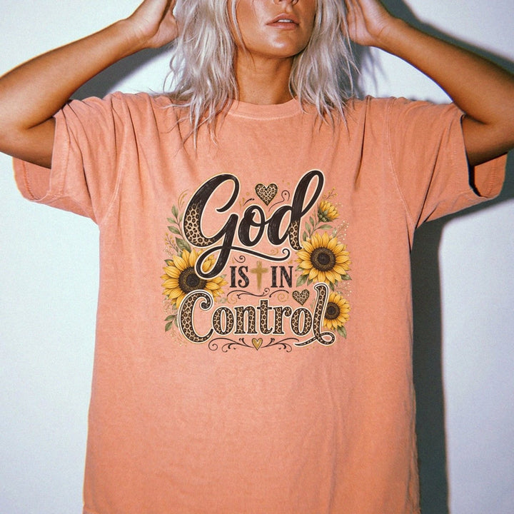God is in Control Sunflower Shirt - Okum Tees