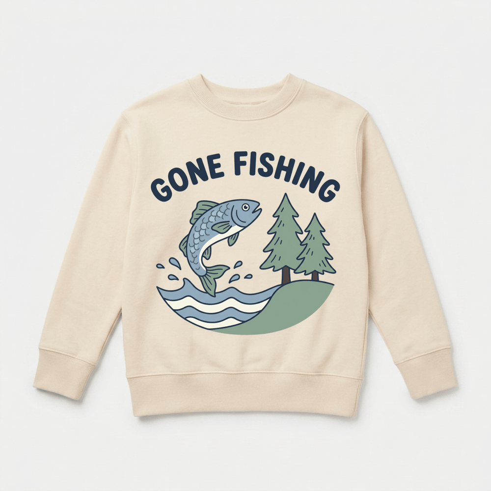 Gone Fishing Line Art Toddler Sweatshirt | Cute Toddler Sweatshirt - Okum Tees