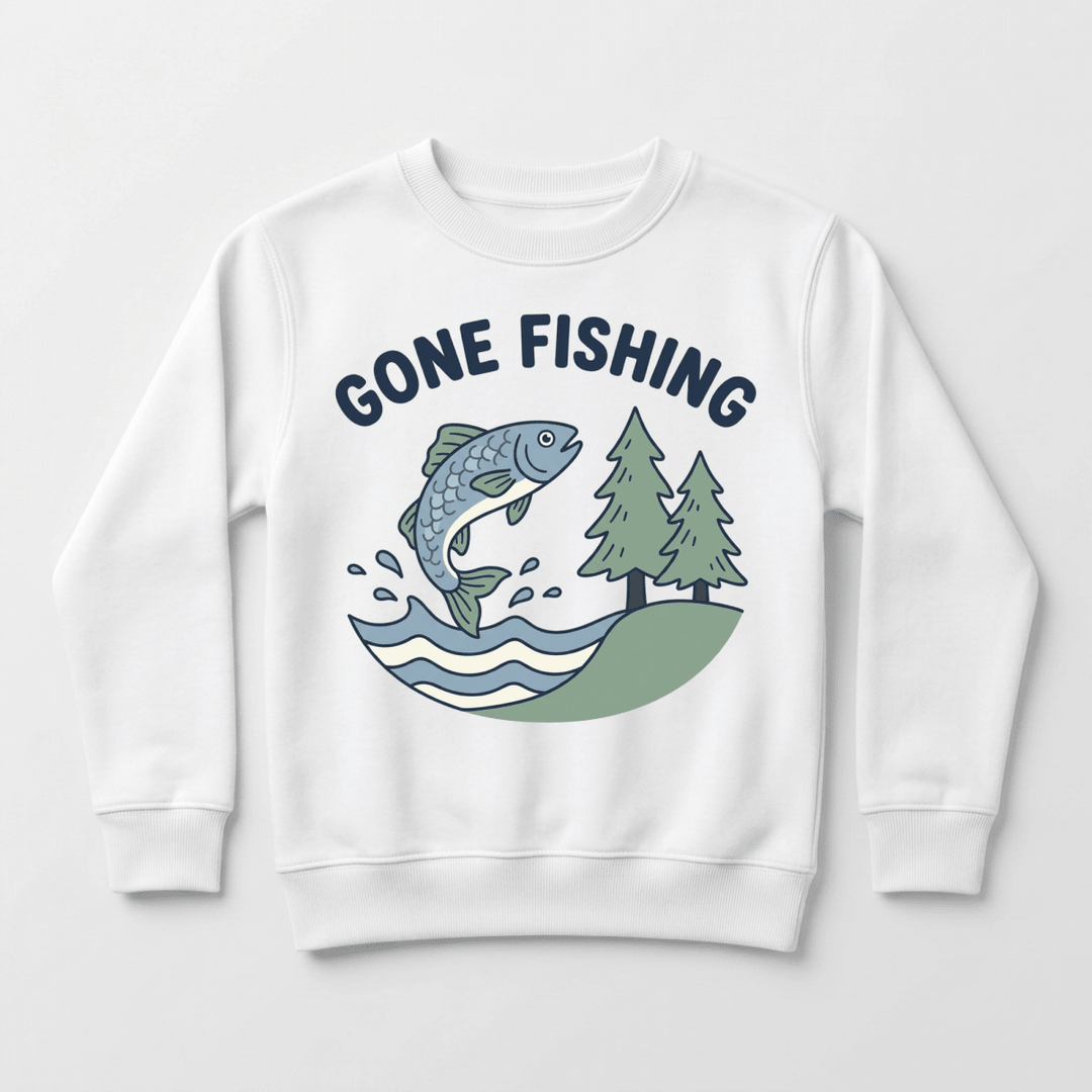 Gone Fishing Line Art Toddler Sweatshirt | Cute Toddler Sweatshirt - Okum Tees