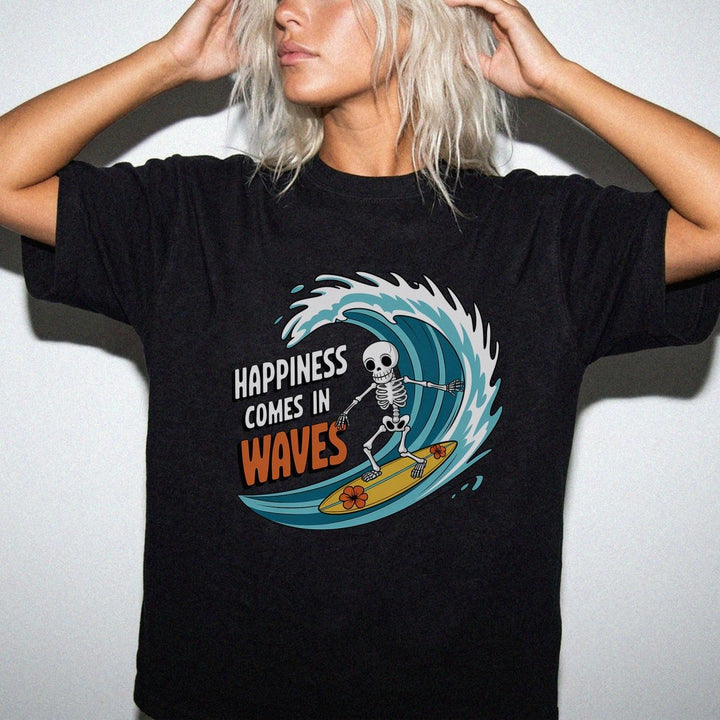 Happiness Comes in Waves Skeleton Shirt - Okum Tees