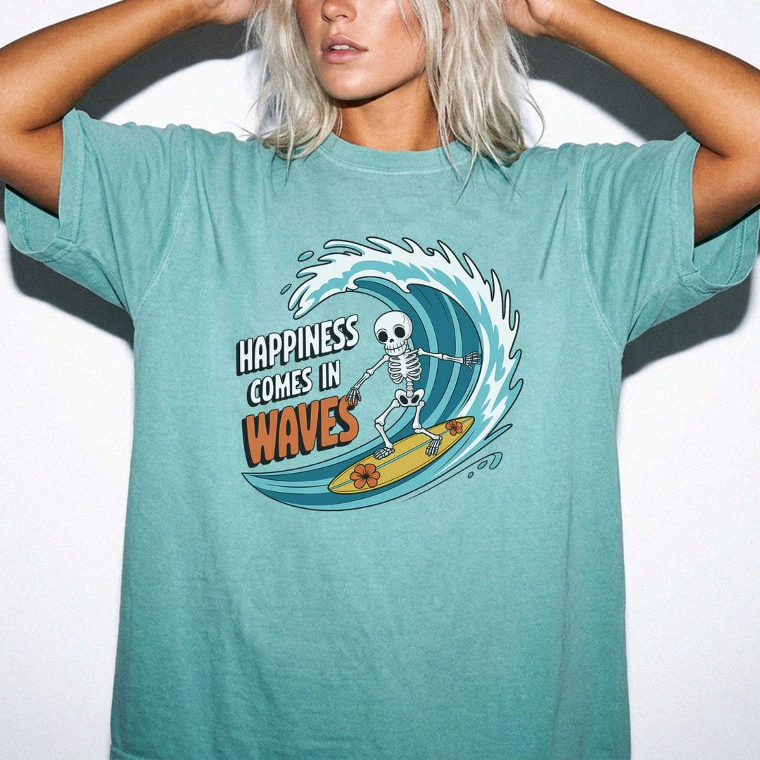Happiness Comes in Waves Skeleton Shirt - Okum Tees