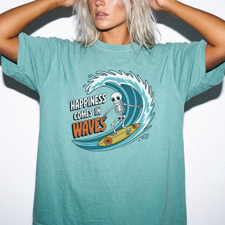 Happiness Comes in Waves Skeleton Shirt - Okum Tees