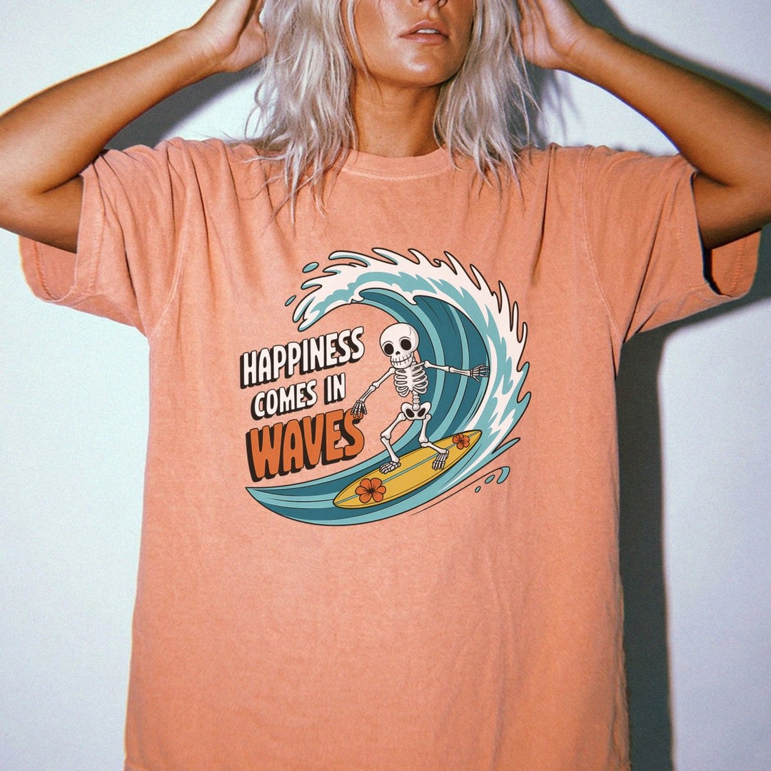 Happiness Comes in Waves Skeleton Shirt - Okum Tees