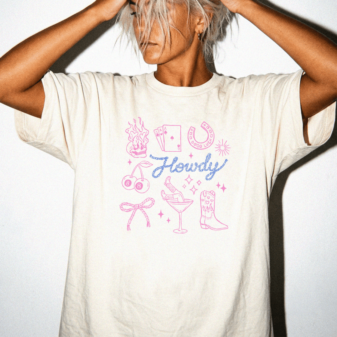 Howdy Retro Cowgirl Collage Shirt - Okum Tees