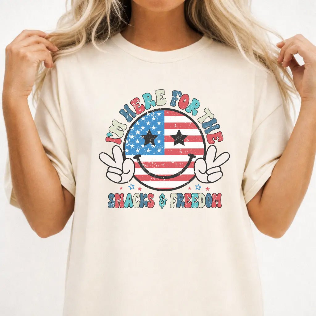 I'm Here for the Snacks and Freedom Tee - Okum Tees