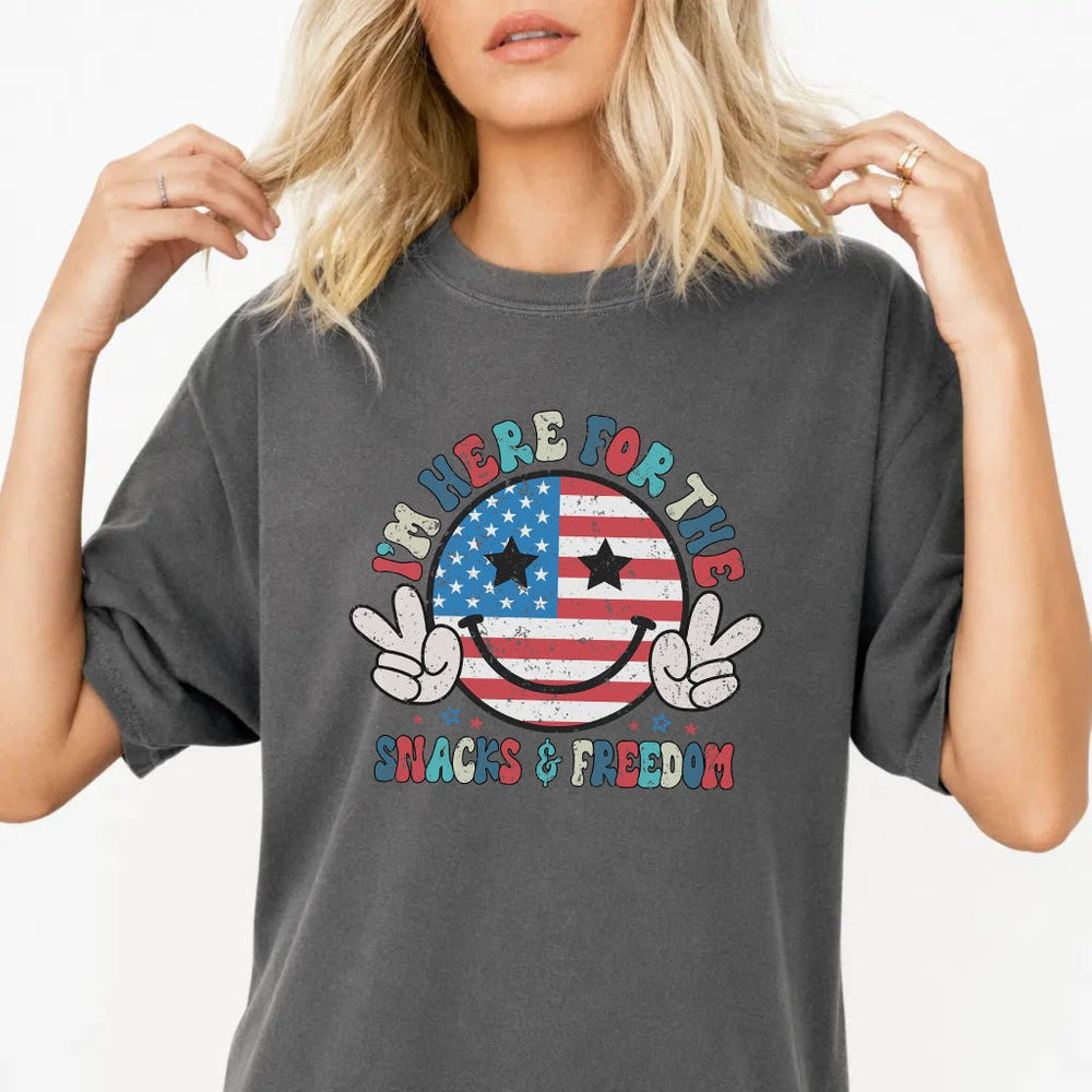 I'm Here for the Snacks and Freedom Tee - Okum Tees