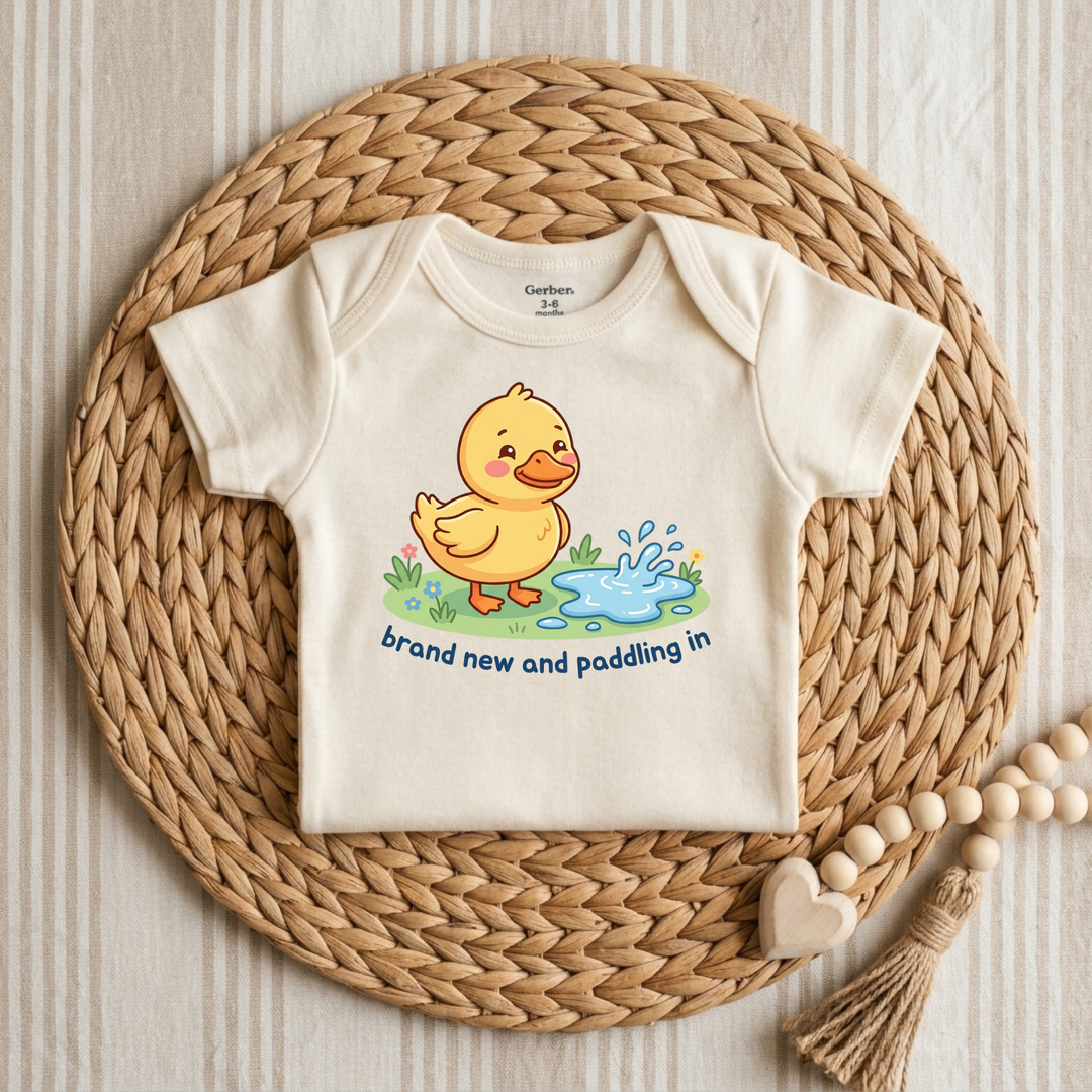 Just Ducky Puddle Splash Baby Onesie® in Natural — Okum Tees