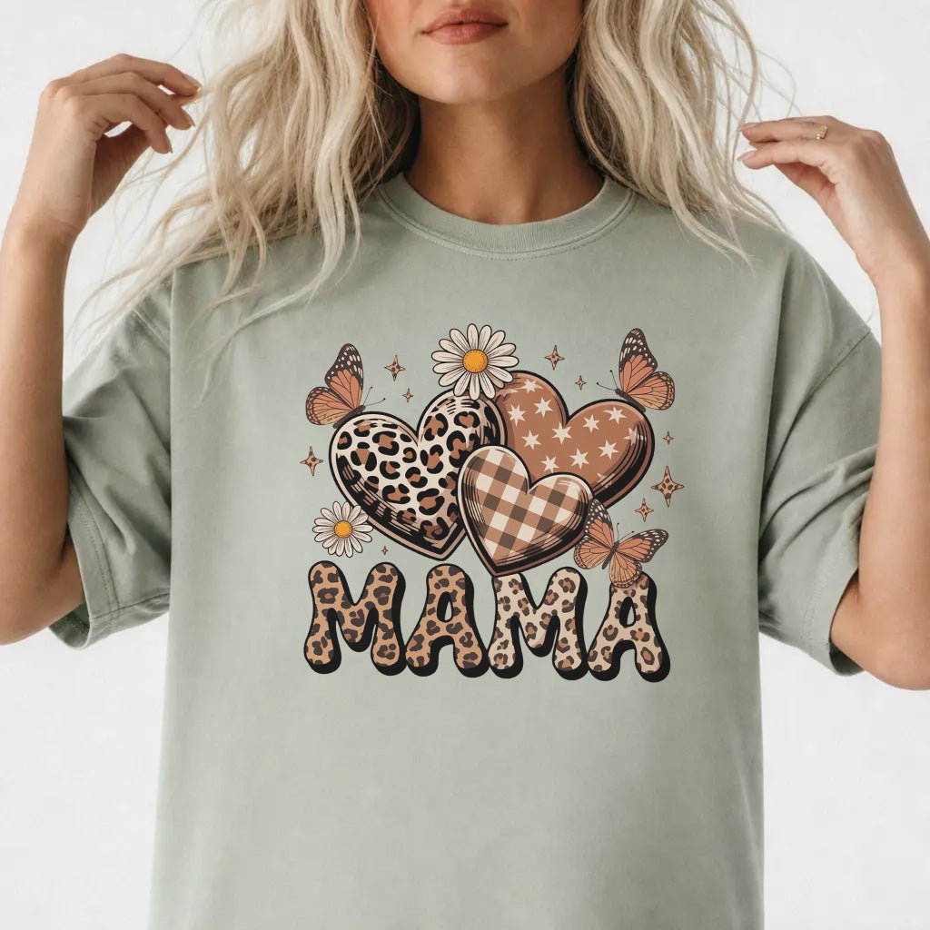 Leopard Print Mama Hearts Shirt - Okum Tees
