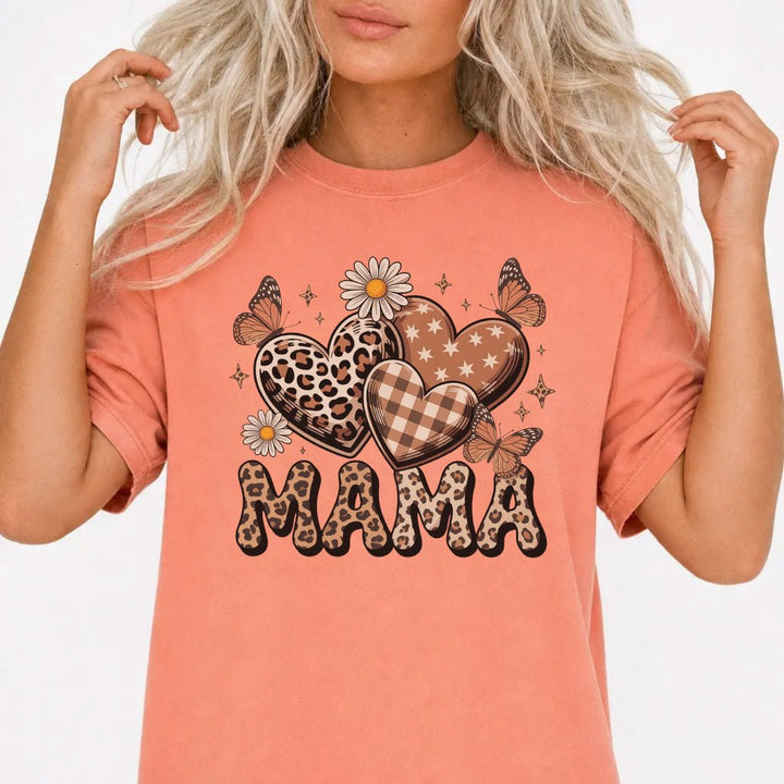 Leopard Print Mama Hearts Shirt - Okum Tees