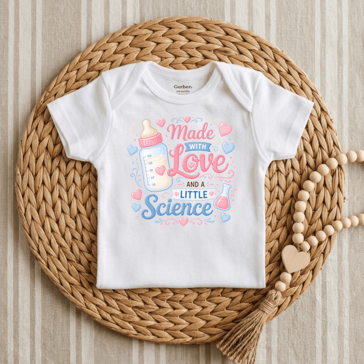 Made with Love and a Little Science Baby Onesie® | Cute Baby Gift - Okum Tees