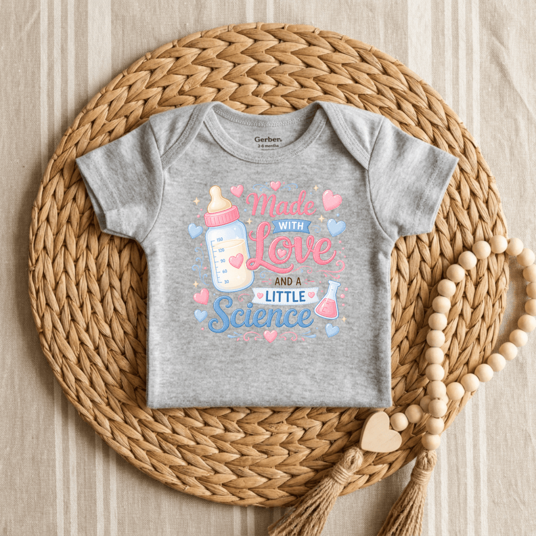 Made with Love and a Little Science Baby Onesie® | Cute Baby Gift - Okum Tees