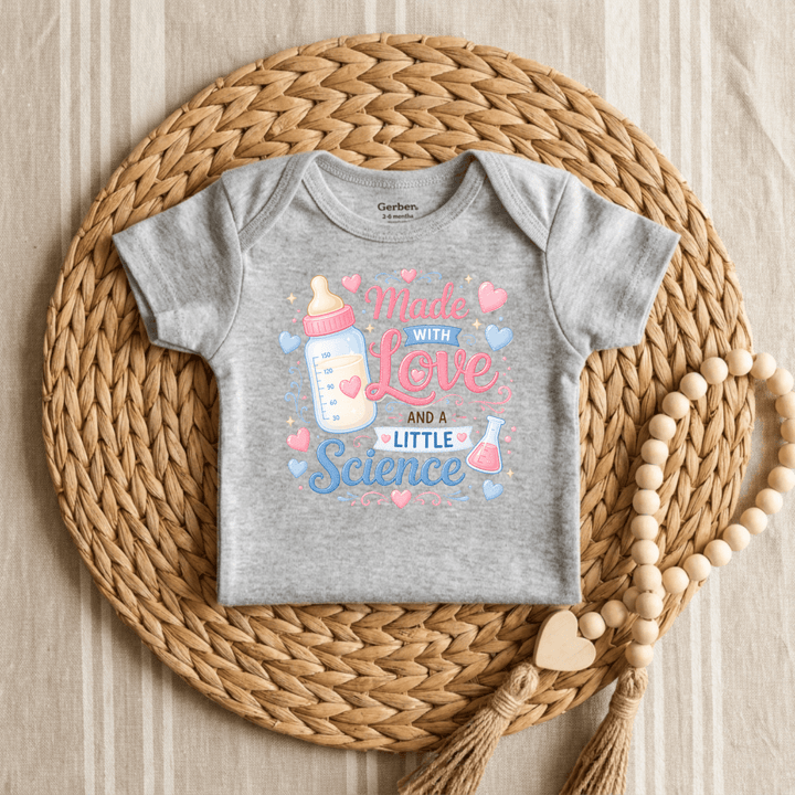 Made with Love and a Little Science Baby Onesie® | Cute Baby Gift - Okum Tees