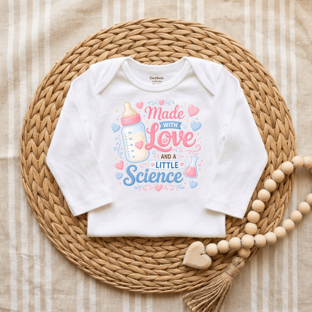 Made with Love and a Little Science Baby Onesie® | Cute Baby Gift - Okum Tees