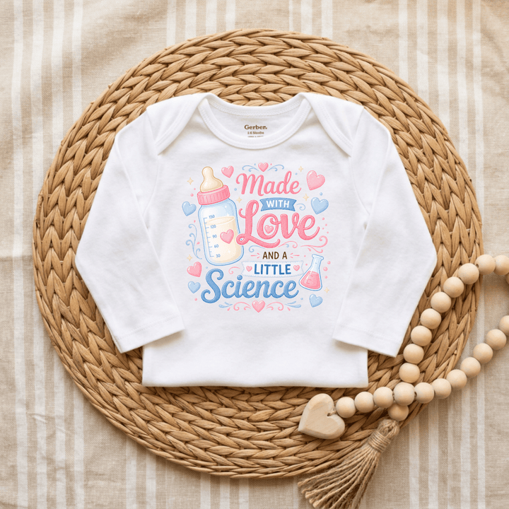 Made with Love and a Little Science Baby Onesie® | Cute Baby Gift - Okum Tees