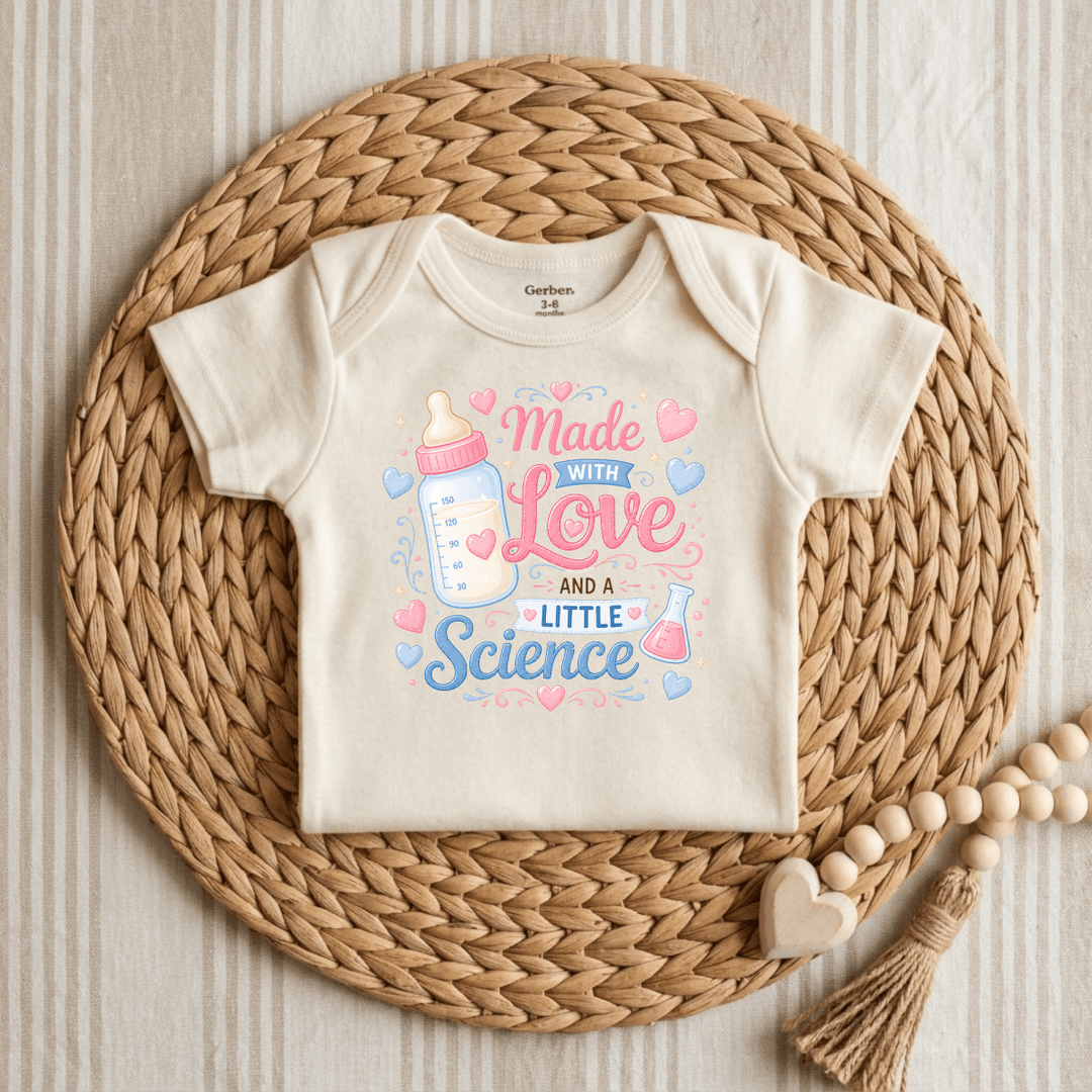 Made with Love and a Little Science Baby Onesie® | Cute Baby Gift - Okum Tees