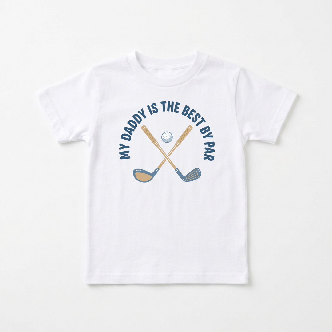 My Daddy Is The Best By Par Youth Tee in White — Okum Tees