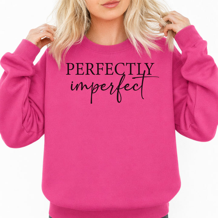 Perfectly Imperfect Sweatshirt in Heliconia — Inspirational Graphic Sweatshirt — Okum Tees