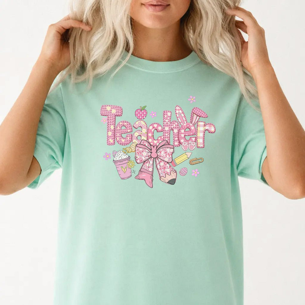 Pink Easter Teacher Shirt - Okum Tees