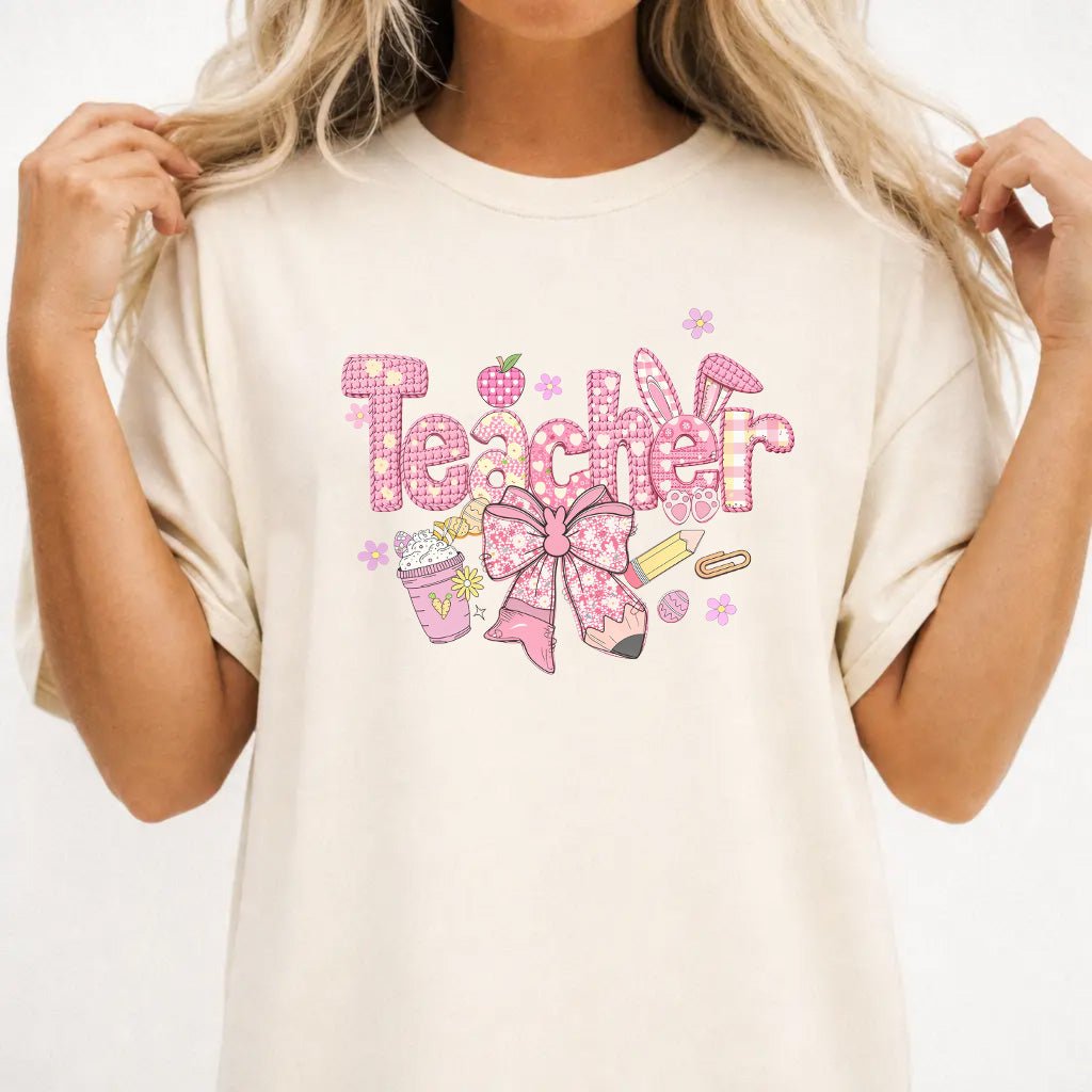 Pink Easter Teacher Shirt - Okum Tees