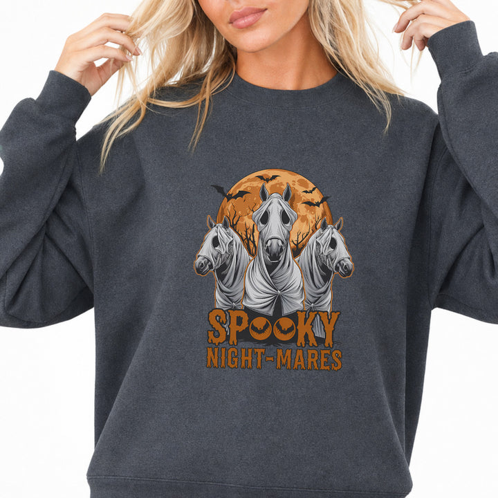 Spooky Night-Mares Halloween Sweatshirt in Dark Heather — Okum Tees