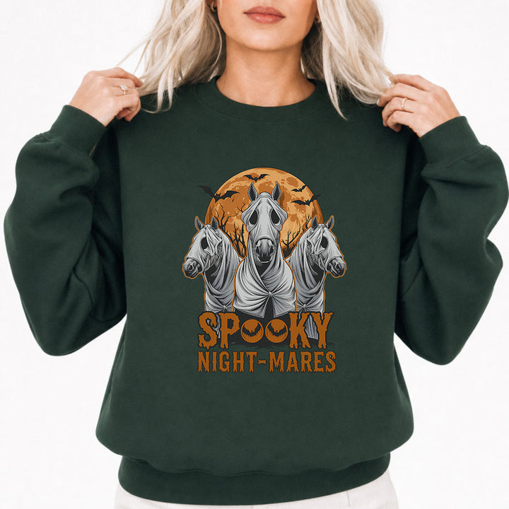 Spooky Night-Mares Halloween Sweatshirt in Forest Green — Okum Tees 