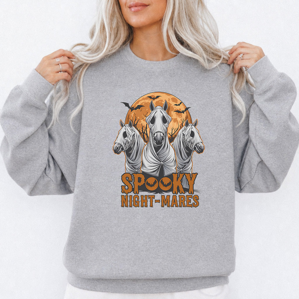 Spooky Night-Mares Halloween Sweatshirt in Sport Grey — Okum Tees
