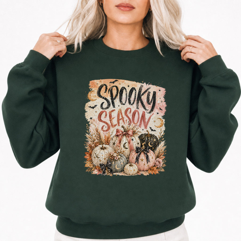 Spooky Season Pumpkin Halloween Sweatshirt in Forest Green — Okum Tees