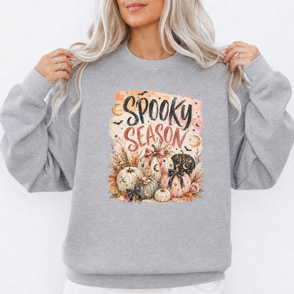 Spooky Season Pumpkin Halloween Sweatshirt in Sport Grey — Okum Tees