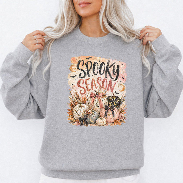 Spooky Season Pumpkin Halloween Sweatshirt in Sport Grey — Okum Tees